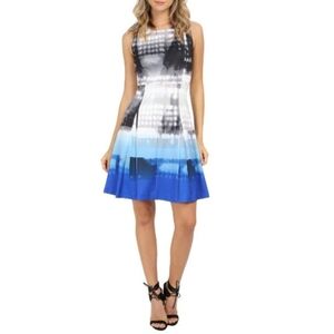 Calvin Klein Black and Blue Midi Dress